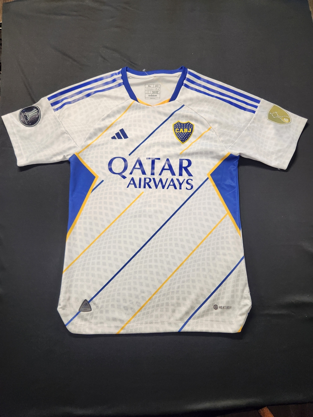 Adidas Boca Juniors White & Blue Qatar Airways Men's Soccer Shirt